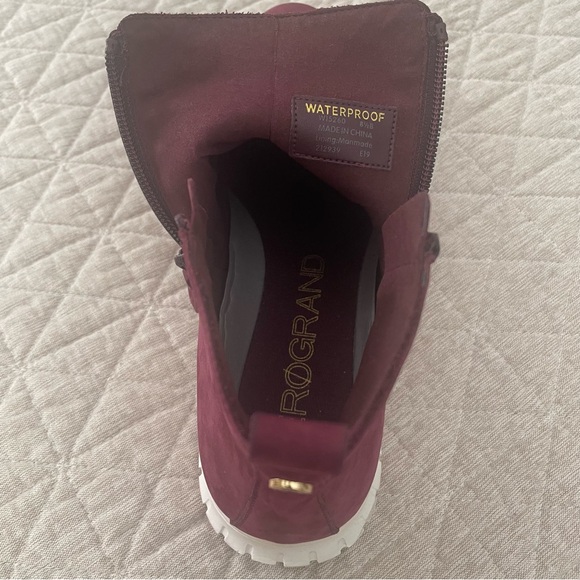 COLE HAAN ZeroGrand Burgundy Waterproof Suede Leather Zip Bootie Size 8.5 - Picture 11 of 13